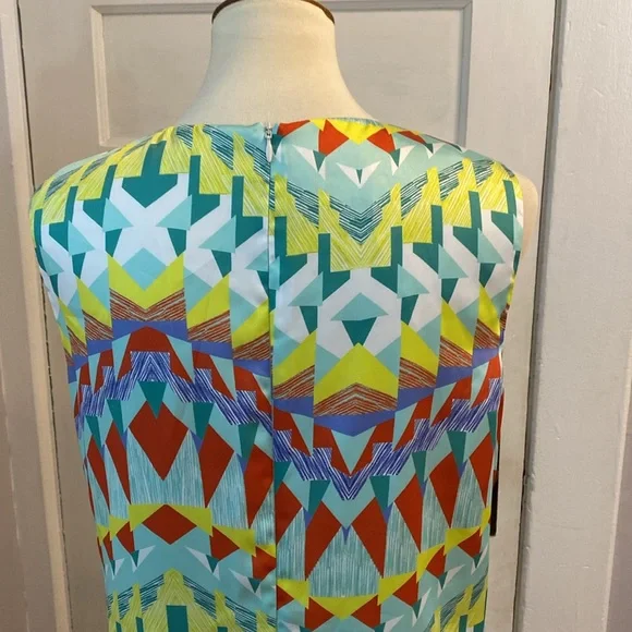 M by Missoni Geometric Print Abstract Sleeveless Shift Dress, Size 8 - Picture 7 of 14